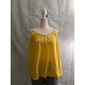Torrid Women's Size 3 Yellow Eyelet Sleeveless Top Cotton Plus Size Blouse